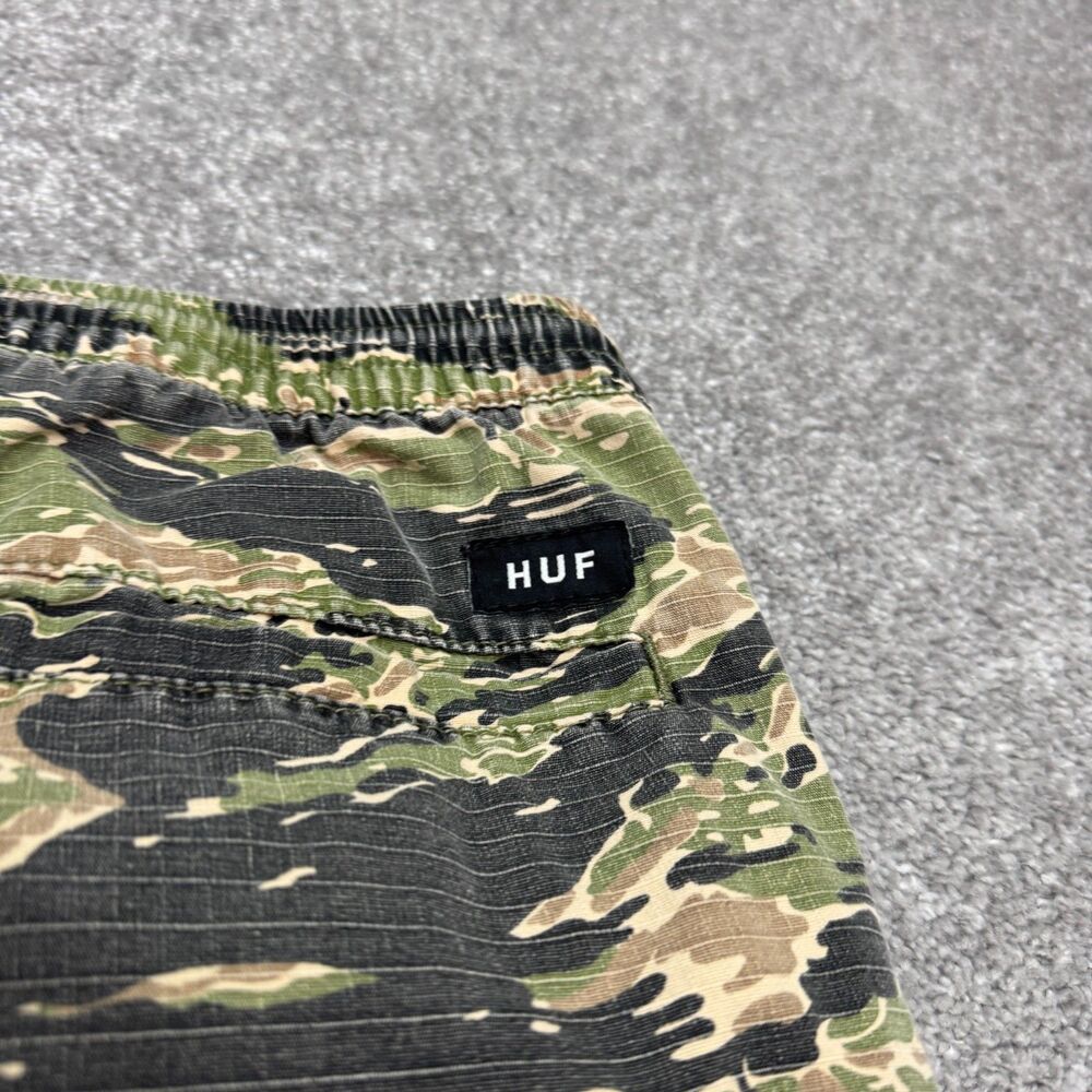 HUF Tiger Striped Camo Cargo Pants Mens Medium Green 100% Cotton Pull On Outdoor - Picture 3 of 16